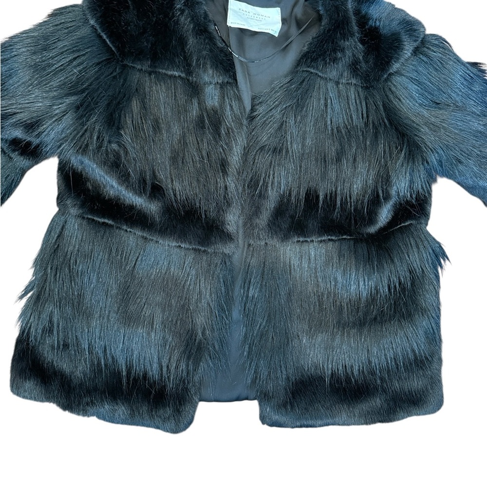 Zara Black Faux Fur Jacket - Picture 4 of 5